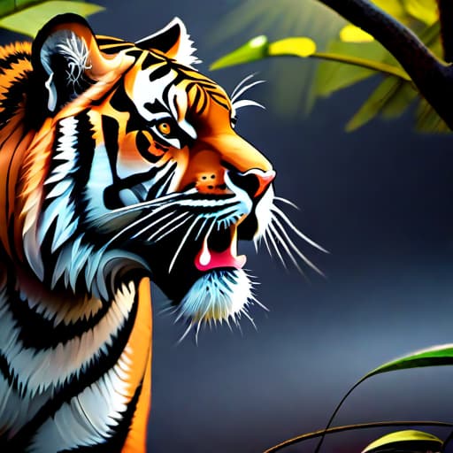  - Image keyword: Tiger hyperrealistic, full body, detailed clothing, highly detailed, cinematic lighting, stunningly beautiful, intricate, sharp focus, f/1. 8, 85mm, (centered image composition), (professionally color graded), ((bright soft diffused light)), volumetric fog, trending on instagram, trending on tumblr, HDR 4K, 8K