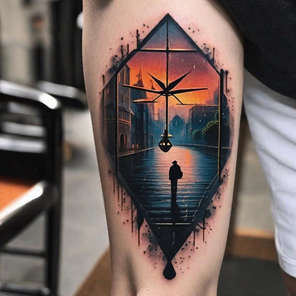  masterpiece, best quality, Rain tattoo for knee