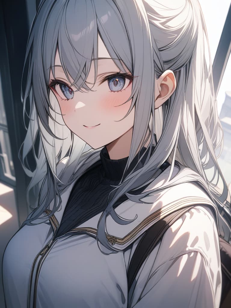  Gray hair, smile, green, masterpiece, best quality,8k,ultra detailed,high resolution,an extremely delicate and beautiful,hyper detail