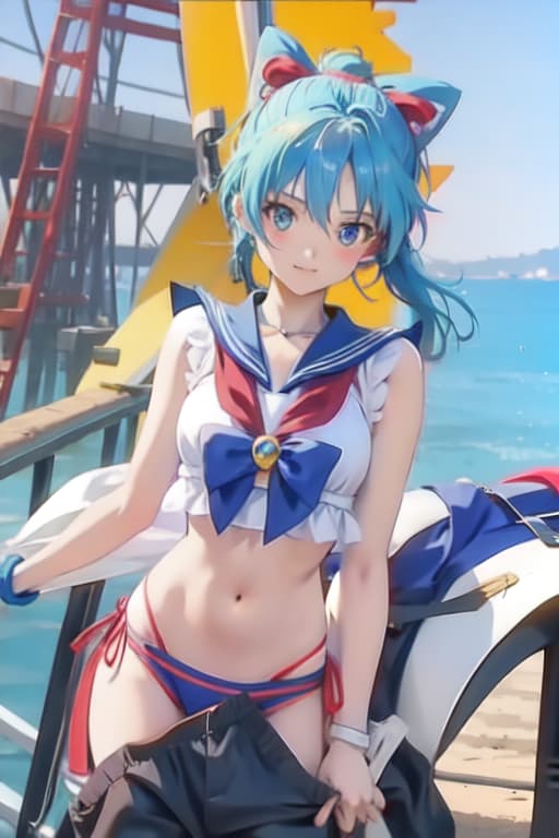  Cirno, bikini, sailor moon style