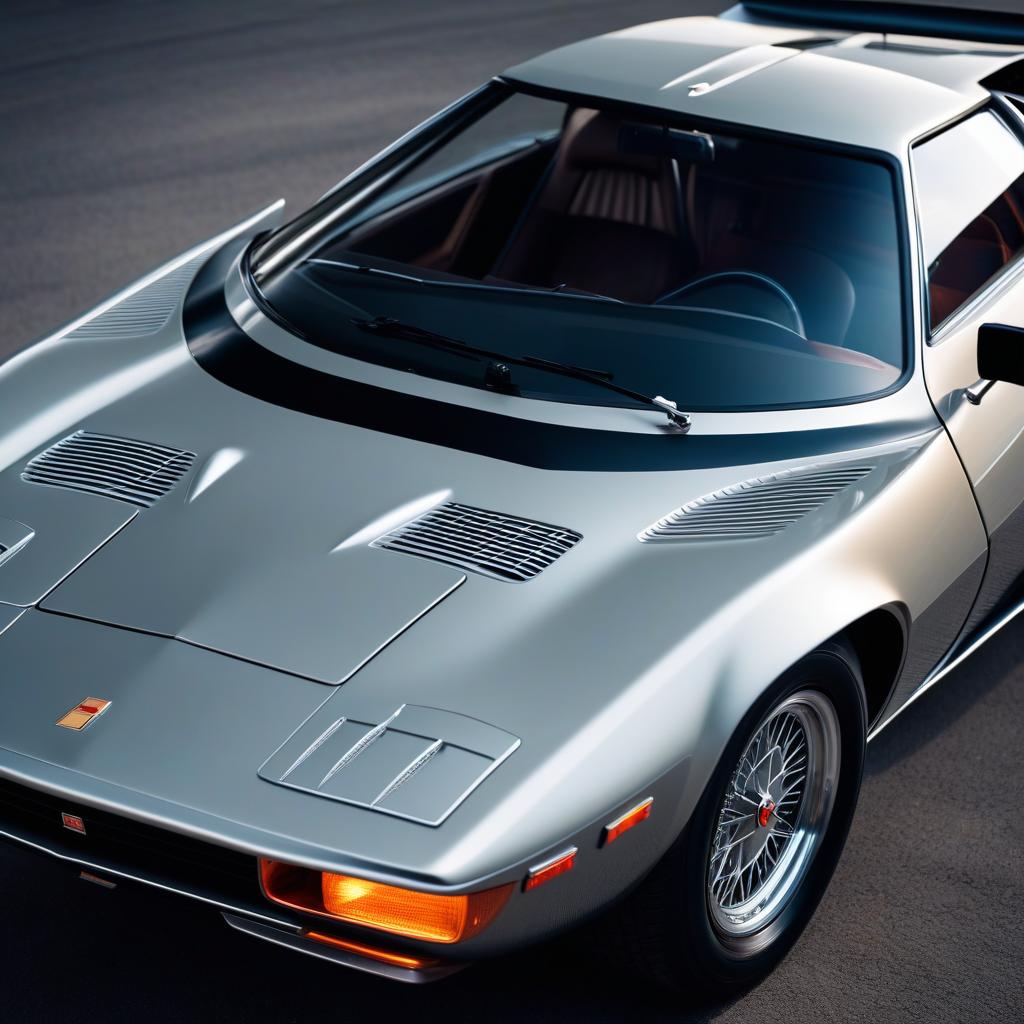  Classic Concepts: 1970 Stratos Zero by Bertone hyperrealistic, full body, detailed clothing, highly detailed, cinematic lighting, stunningly beautiful, intricate, sharp focus, f/1. 8, 85mm, (centered image composition), (professionally color graded), ((bright soft diffused light)), volumetric fog, trending on instagram, trending on tumblr, HDR 4K, 8K