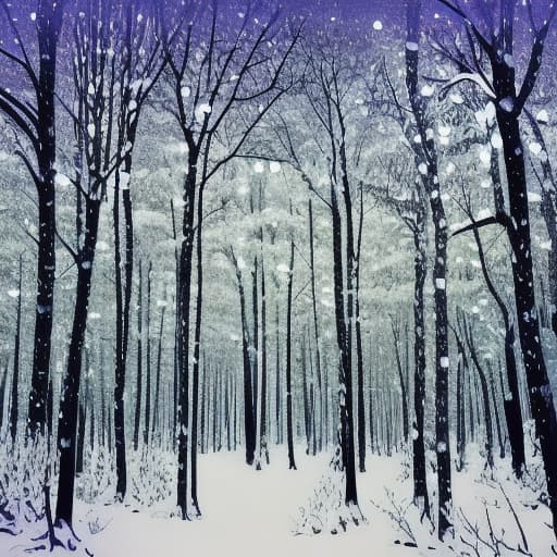  Snowy forest. Glowing. Pastelton. Clear. Sparkling. Beautiful. Gradation