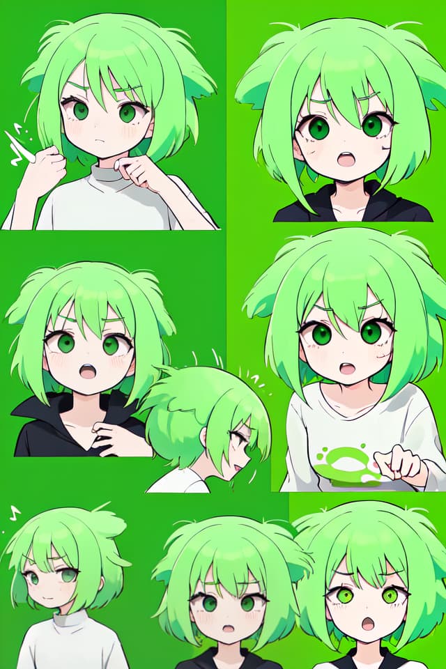  Green hair character receiving face slap