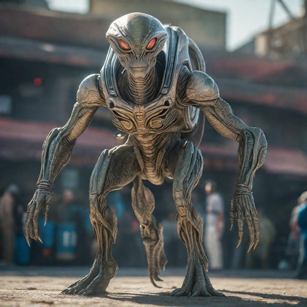  Alien from Area 51 hyperrealistic, full body, detailed clothing, highly detailed, cinematic lighting, stunningly beautiful, intricate, sharp focus, f/1. 8, 85mm, (centered image composition), (professionally color graded), ((bright soft diffused light)), volumetric fog, trending on instagram, trending on tumblr, HDR 4K, 8K