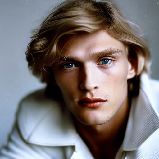 portrait+ style Russian homosexual queer supermodel blonde hunk dude face