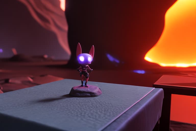  Character Syndrome’s assistant Mirage on the table in front of the lava wall