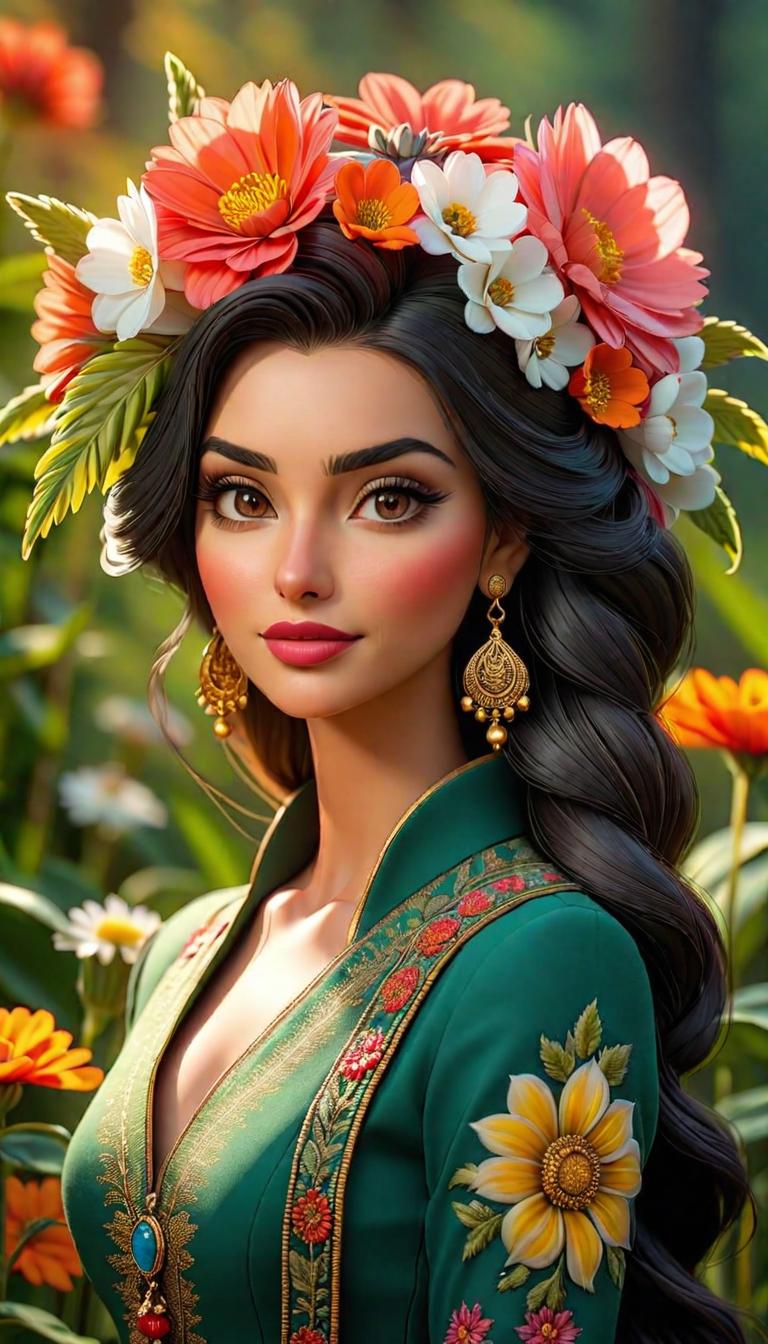  Professional 3D model of Indie,oil painting,flower . Rendered with Octane, the model is highly detailed,dramatic lighting. hyperrealistic, full body, detailed clothing, highly detailed, cinematic lighting, stunningly beautiful, intricate, sharp focus, f/1. 8, 85mm, (centered image composition), (professionally color graded), ((bright soft diffused light)), volumetric fog, trending on instagram, trending on tumblr, HDR 4K, 8K