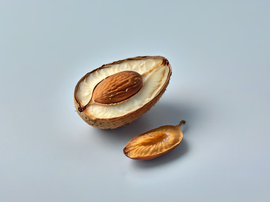  A closeup, ultradetailed image of a single almond with its textured shell cracked open, revealing the perfectly intact almond kernel inside. The focus is sharp, capturing every intricate detail of the almond's surface, highlighting its rich color and unique shape. The lighting is soft, casting subtle shadows that add depth to the image. This minimalist yet captivating visual representation of a premium almond extract serves as a sophisticated and inviting visual cue for the readers, enticing them to explore the article further. hyperrealistic, full body, detailed clothing, highly detailed, cinematic lighting, stunningly beautiful, intricate, sharp focus, f/1. 8, 85mm, (centered image composition), (professionally color graded), ((bright soft diffused light)), volumetric fog, trending on instagram, trending on tumblr, HDR 4K, 8K