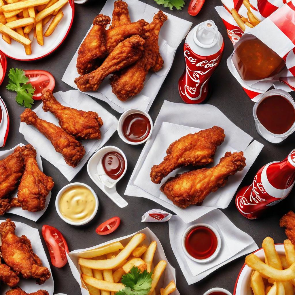  Fried chicken wings, menu,with French fries, Coca Cola