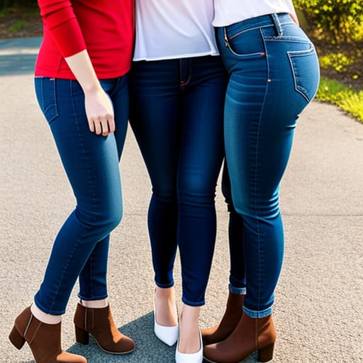  Three redhead moms in jean leggings kissing Each other