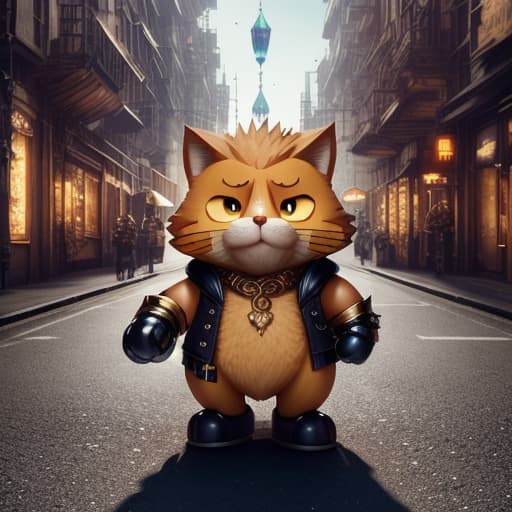  Final Fantasy, Garfieldthe Hedgehog, Demonic Black with Gold Trim Armor, Ruined Medieval City((dbstrdct disco diffu)) hyperrealistic, full body, detailed clothing, highly detailed, cinematic lighting, stunningly beautiful, intricate, sharp focus, f/1. 8, 85mm, (centered image composition), (professionally color graded), ((bright soft diffused light)), volumetric fog, trending on instagram, trending on tumblr, HDR 4K, 8K