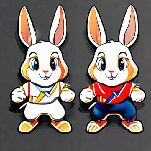  ((white background)),((tennis club emblem)), main character is a rabbit, cute and soft character, playing tennis, RABBITENIS, high quality, highly detailed, artistic, vibrant, logo design hyperrealistic, full body, detailed clothing, highly detailed, cinematic lighting, stunningly beautiful, intricate, sharp focus, f/1. 8, 85mm, (centered image composition), (professionally color graded), ((bright soft diffused light)), volumetric fog, trending on instagram, trending on tumblr, HDR 4K, 8K