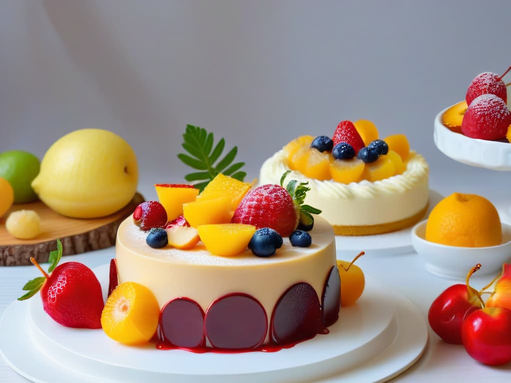  A minimalistic, highly detailed image of a vibrant fruit collage showcasing the evolution of fruit desserts throughout history. Starting with simple, whole fruits like berries and apples leading to more elaborate dishes like fruit tarts, sorbets, and finally culminating in a decadent fruit fondue arrangement. Each fruit is meticulously detailed, highlighting their colors, textures, and shapes, creating a visually stunning representation of the evolution of fruitbased desserts. hyperrealistic, full body, detailed clothing, highly detailed, cinematic lighting, stunningly beautiful, intricate, sharp focus, f/1. 8, 85mm, (centered image composition), (professionally color graded), ((bright soft diffused light)), volumetric fog, trending on instagram, trending on tumblr, HDR 4K, 8K