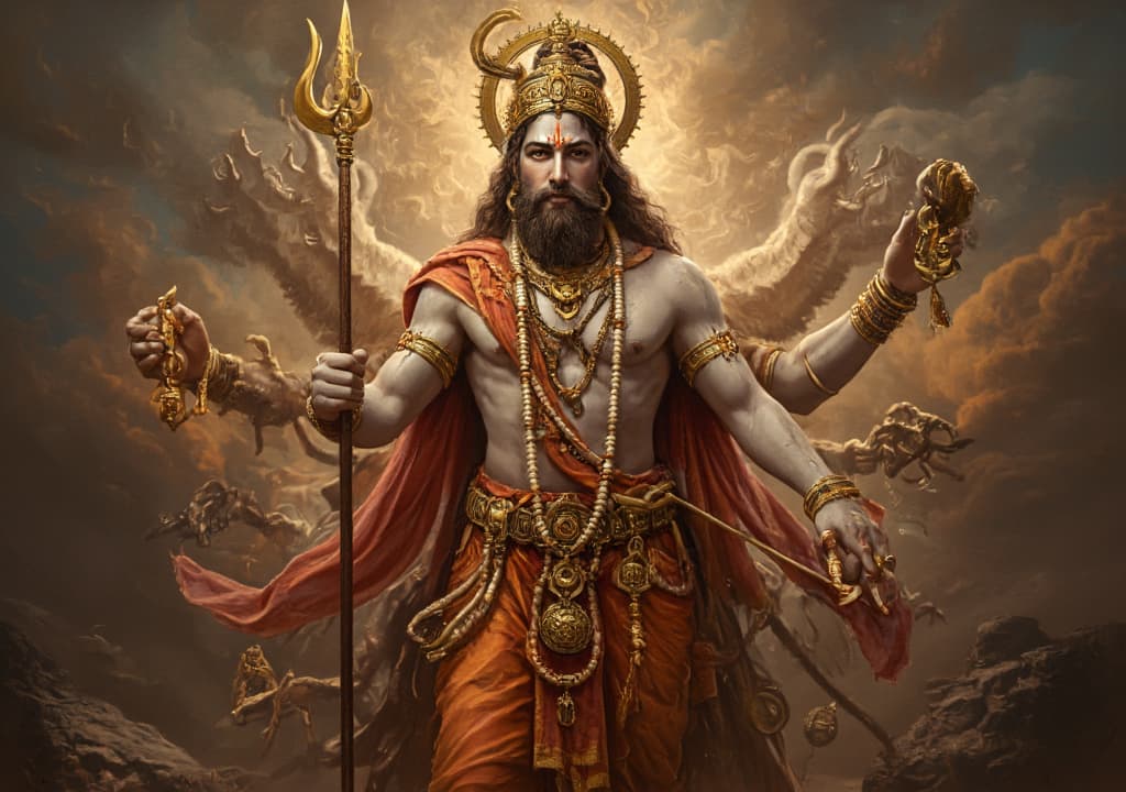  good quality, high quality, lord ram in centre, potrait, hyper realistic