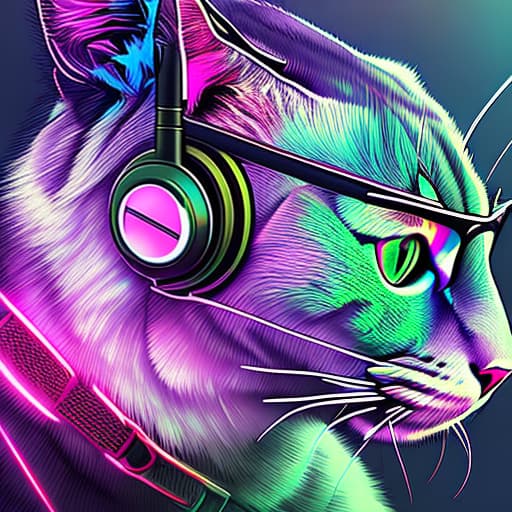 nvinkpunk Realistic image of a cat wearing headphones and reading glasses while riding a bus. hyperrealistic, full body, detailed clothing, highly detailed, cinematic lighting, stunningly beautiful, intricate, sharp focus, f/1. 8, 85mm, (centered image composition), (professionally color graded), ((bright soft diffused light)), volumetric fog, trending on instagram, trending on tumblr, HDR 4K, 8K