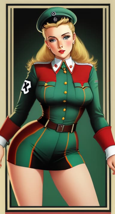  Gorgeous Irish Woman,Pin-up style,PROVOCATIVE Nazi uniform