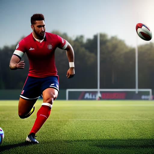 redshift style football player not american rugby please. hyperrealistic, full body, detailed clothing, highly detailed, cinematic lighting, stunningly beautiful, intricate, sharp focus, f/1. 8, 85mm, (centered image composition), (professionally color graded), ((bright soft diffused light)), volumetric fog, trending on instagram, trending on tumblr, HDR 4K, 8K