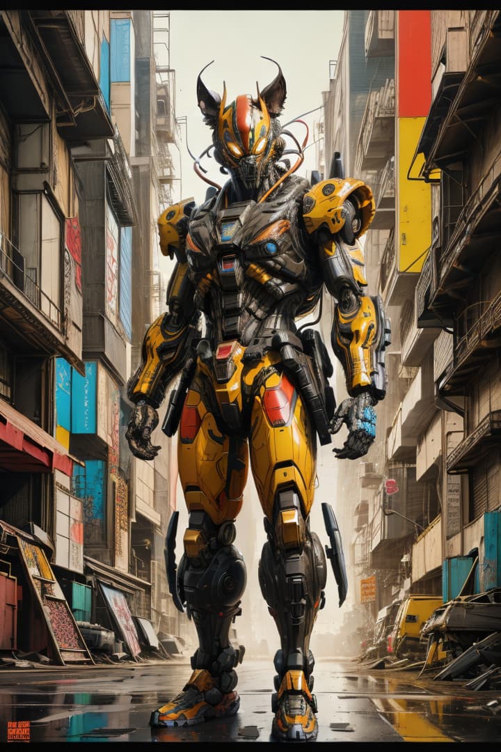  , Digital artwork, exploded version of Dogman, in the style of nychos, sent from a distant future longer after humanity birthed ASI, 8k, hdr, masterpiece, highly detailed, style blend of Yoji Shinkawa and Greg Rutkowski, colorful and vibrant<lora:a-mecha-musume-sss:0.5554034717498819><lora:split:0.8250589557587413><lora:constructionyardai:0.697494433257049><lora:niji-default-style:0.30126173924528477> hyperrealistic, full body, detailed clothing, highly detailed, cinematic lighting, stunningly beautiful, intricate, sharp focus, f/1. 8, 85mm, (centered image composition), (professionally color graded), ((bright soft diffused light)), volumetric fog, trending on instagram, trending on tumblr, HDR 4K, 8K