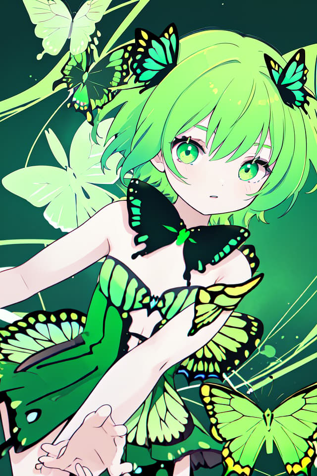  Green hair character butterfly effect