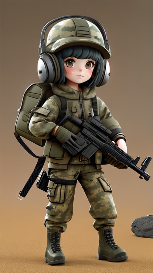  Two Heads Combat Full Body Camouflage Weapon Girl Cute
