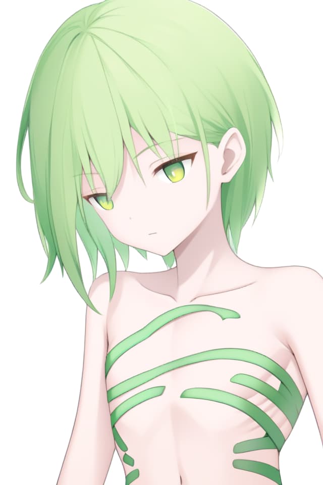  Beautiful collarbones and ribs of green hair characters