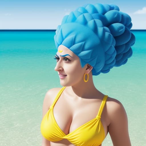  marge simpson in swimsuit, real life, hd, hyper-realistic