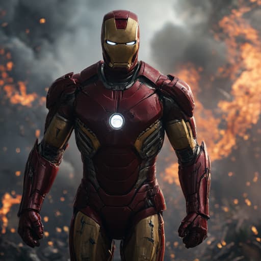  ironman, in frame, 8k hyperrealistic, full body, detailed clothing, highly detailed, cinematic lighting, stunningly beautiful, intricate, sharp focus, f/1. 8, 85mm, (centered image composition), (professionally color graded), ((bright soft diffused light)), volumetric fog, trending on instagram, trending on tumblr, HDR 4K, 8K