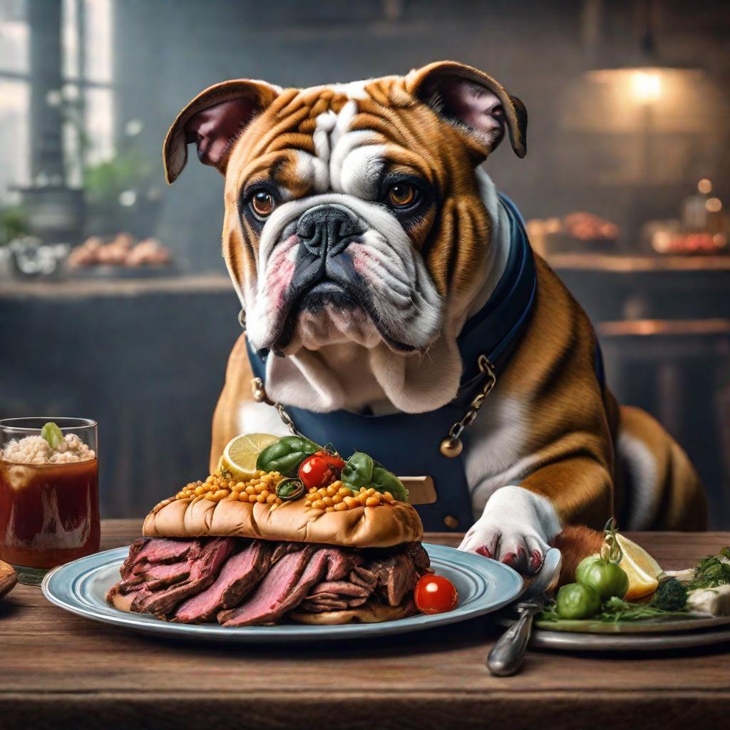  Bulldog francés comiendo carne cruda hyperrealistic, full body, detailed clothing, highly detailed, cinematic lighting, stunningly beautiful, intricate, sharp focus, f/1. 8, 85mm, (centered image composition), (professionally color graded), ((bright soft diffused light)), volumetric fog, trending on instagram, trending on tumblr, HDR 4K, 8K