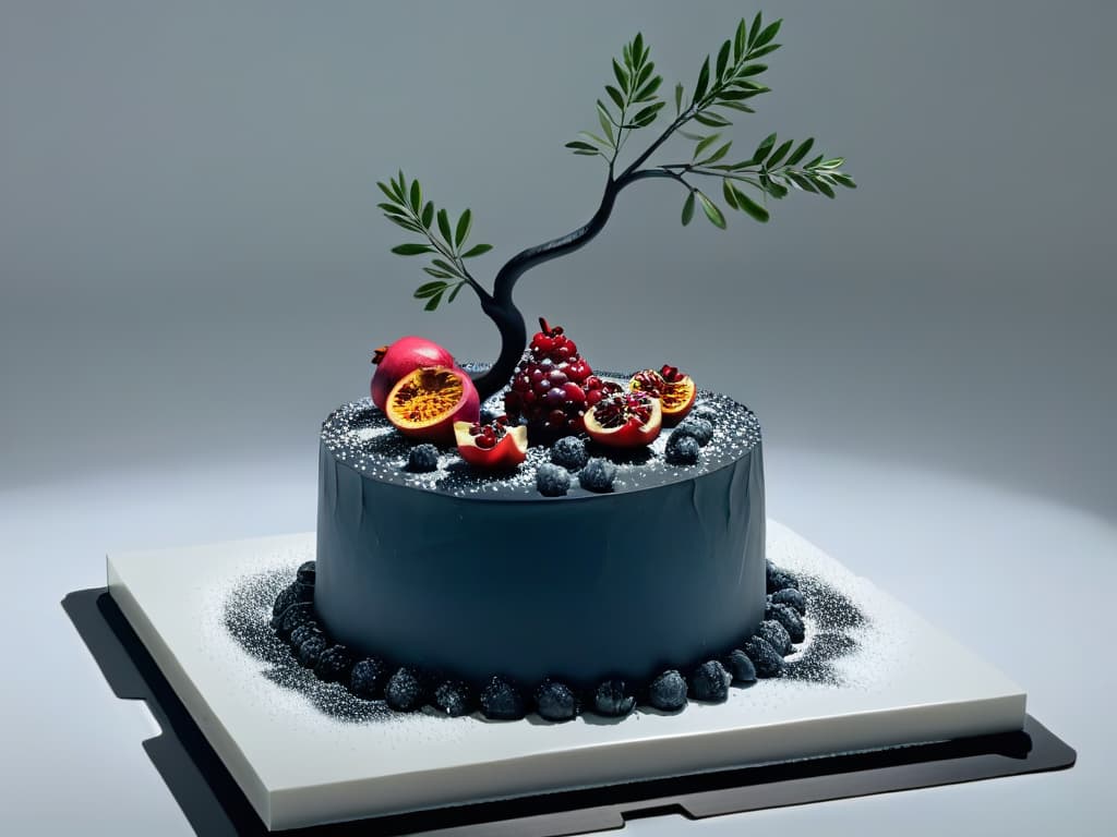  A minimalistic image of a delicately crafted sugar sculpture depicting the scene of Persephone in the underworld, with pomegranate seeds scattered around her feet, symbolizing the myth of the changing seasons. The sculpture is intricately detailed, showcasing the contrast between the dark underworld and the vibrant colors of the pomegranate seeds, all set against a simple, white background to emphasize the artistry of the sugar work. hyperrealistic, full body, detailed clothing, highly detailed, cinematic lighting, stunningly beautiful, intricate, sharp focus, f/1. 8, 85mm, (centered image composition), (professionally color graded), ((bright soft diffused light)), volumetric fog, trending on instagram, trending on tumblr, HDR 4K, 8K