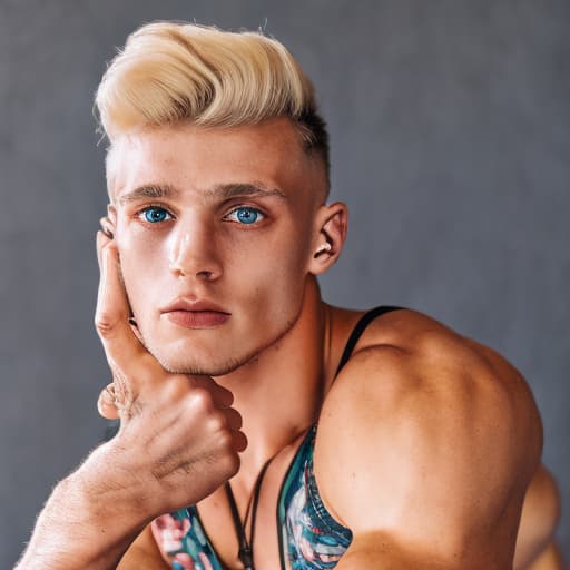 portrait+ style czech homosexual queer fitness model blonde very cute dude face