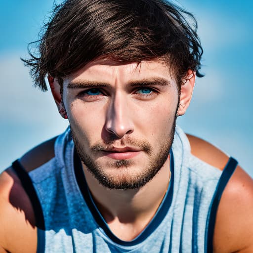 portrait+ style russian queer fitness instructor brunette very cute dude face