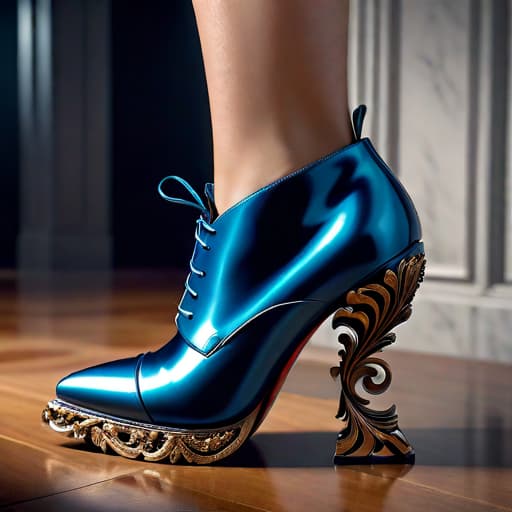  extraordinary shoes with ornate heels in the style of Balenciaga, Osamu Tezuka, cinematic shot, intricate, photorealistic, artstation, realistic, 100 mm, photography, octane, high definition, depth of field, 8k hyperrealistic, full body, detailed clothing, highly detailed, cinematic lighting, stunningly beautiful, intricate, sharp focus, f/1. 8, 85mm, (centered image composition), (professionally color graded), ((bright soft diffused light)), volumetric fog, trending on instagram, trending on tumblr, HDR 4K, 8K