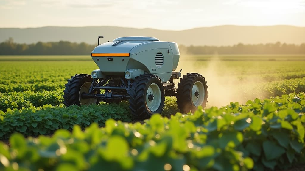  good quality, high quality, a robotic system automatically distributing fertilizers in a farm