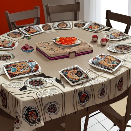  mesa con calaveras y cuadernos