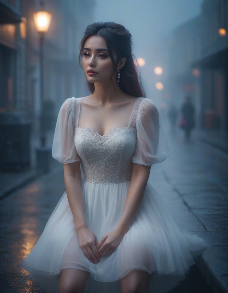  loneliness in the appearance of a girl hyperrealistic, full body, detailed clothing, highly detailed, cinematic lighting, stunningly beautiful, intricate, sharp focus, f/1. 8, 85mm, (centered image composition), (professionally color graded), ((bright soft diffused light)), volumetric fog, trending on instagram, trending on tumblr, HDR 4K, 8K