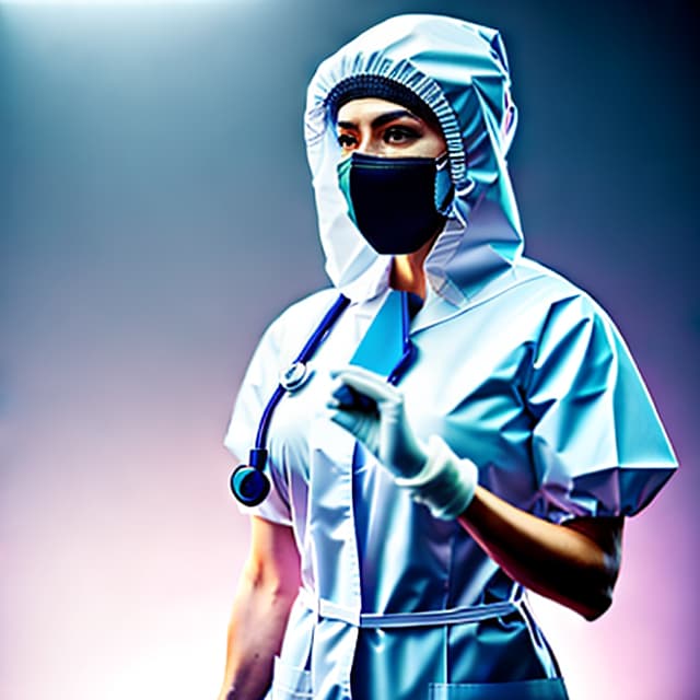  Real, full -body photos, pitiful, nurse wearing protective clothing, people's conference hall, mask, focus composition hyperrealistic, full body, detailed clothing, highly detailed, cinematic lighting, stunningly beautiful, intricate, sharp focus, f/1. 8, 85mm, (centered image composition), (professionally color graded), ((bright soft diffused light)), volumetric fog, trending on instagram, trending on tumblr, HDR 4K, 8K