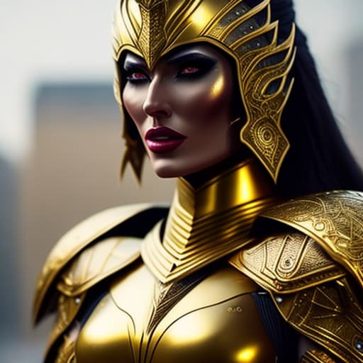  gold women armor hyperrealistic, full body, detailed clothing, highly detailed, cinematic lighting, stunningly beautiful, intricate, sharp focus, f/1. 8, 85mm, (centered image composition), (professionally color graded), ((bright soft diffused light)), volumetric fog, trending on instagram, trending on tumblr, HDR 4K, 8K