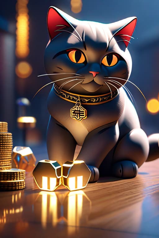  the lucky cat in a playful blockchain meme style, designed to go viral. hyperrealistic, full body, detailed clothing, highly detailed, cinematic lighting, stunningly beautiful, intricate, sharp focus, f/1. 8, 85mm, (centered image composition), (professionally color graded), ((bright soft diffused light)), volumetric fog, trending on instagram, trending on tumblr, HDR 4K, 8K