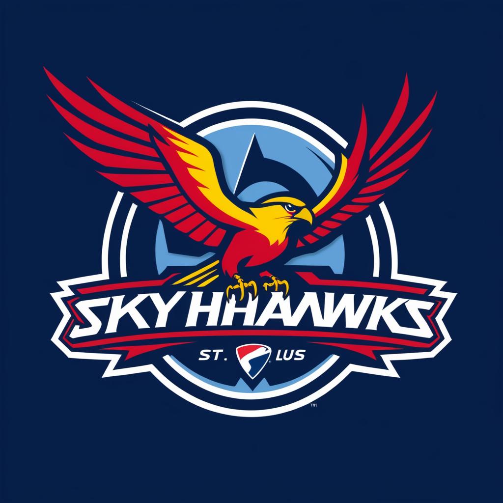  Logo, Sports logo with a Red and Yellow bird that says St. Louis Skyhawks