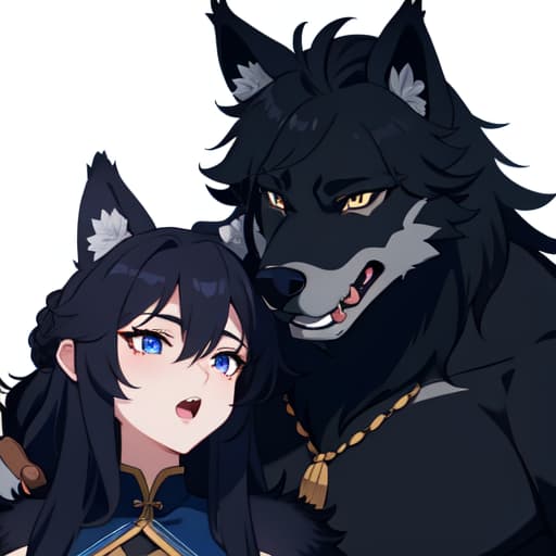  Black wolf furry daddy with a big ing his dark blue pup rough and ming, open eyes, digital art, masterpiece, 4k, fine details,