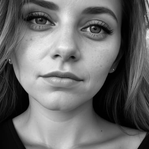  Up close portrait of a beautiful woman in black and white