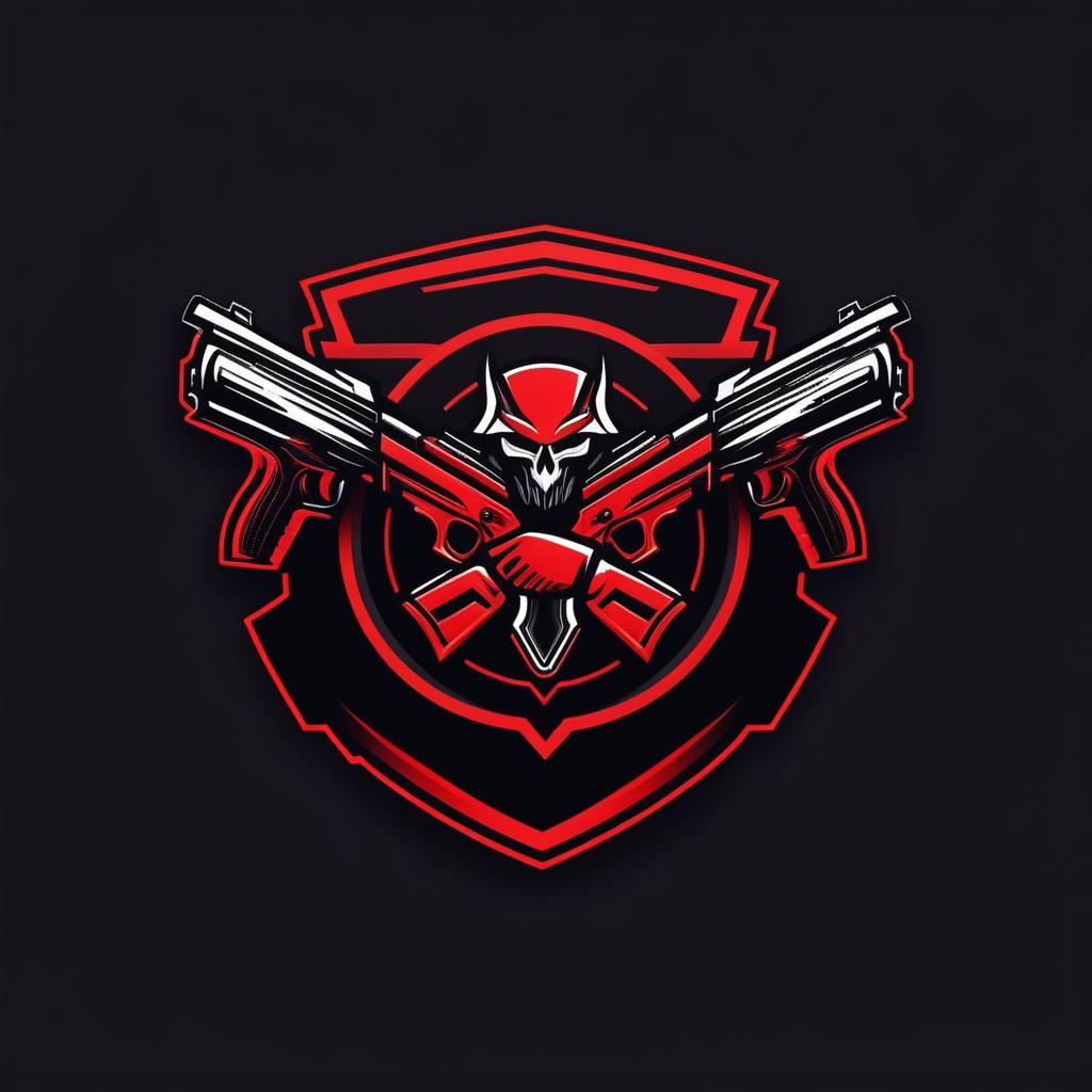  Esports logo, guns theme, black and red color