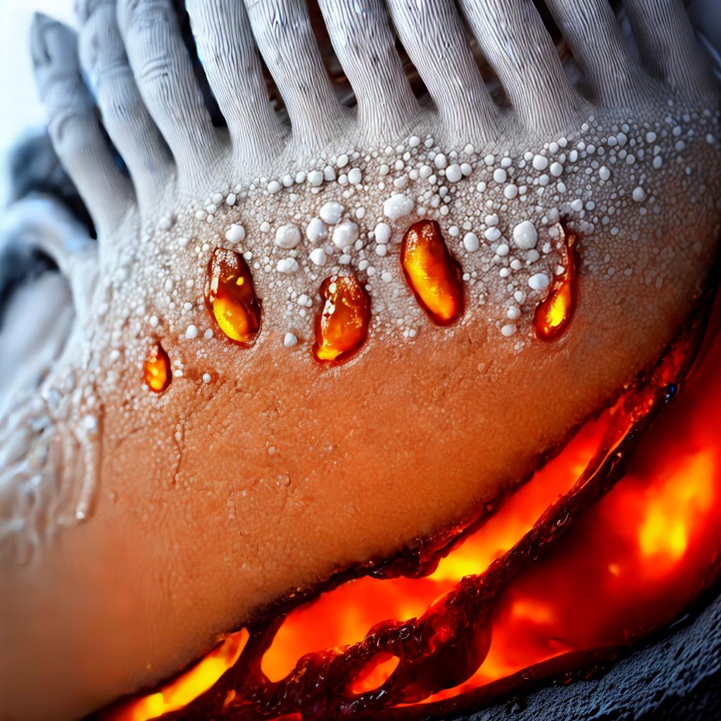  White fingers delicately reaching towards molten lava in a close up macro shot, raw and unedited for maximum detail and texture, capturing the intense heat and danger of the scene., best quality, masterpiece