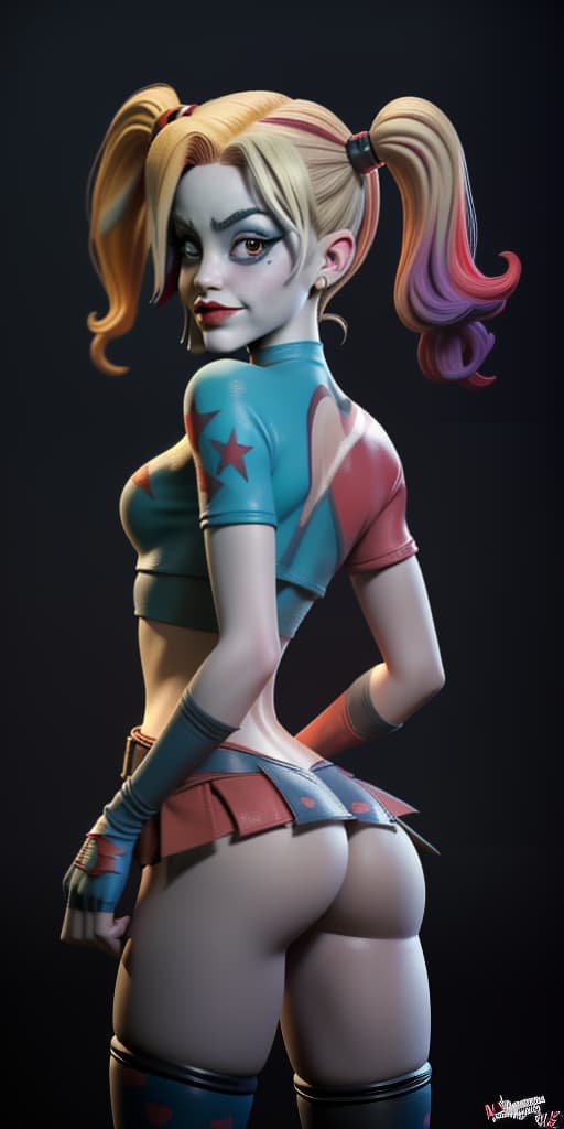  Harley Quinn-from the cartoon, without panties, with her back