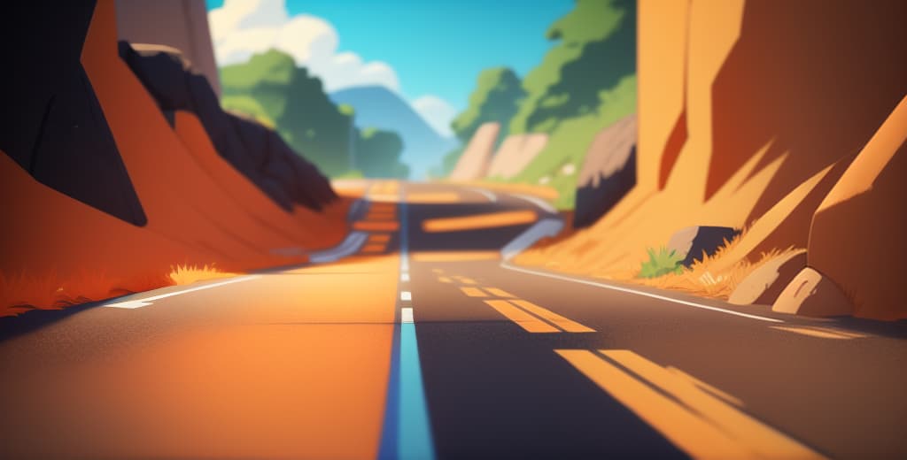  road, bottom of image, orange, white, blue , cartoon, game assets, masterpiece, ((black background)),