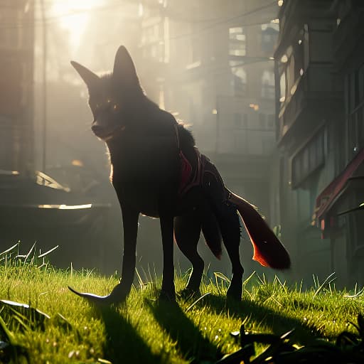 arcane style demon fox with three eyes hyperrealistic, full body, detailed clothing, highly detailed, cinematic lighting, stunningly beautiful, intricate, sharp focus, f/1. 8, 85mm, (centered image composition), (professionally color graded), ((bright soft diffused light)), volumetric fog, trending on instagram, trending on tumblr, HDR 4K, 8K