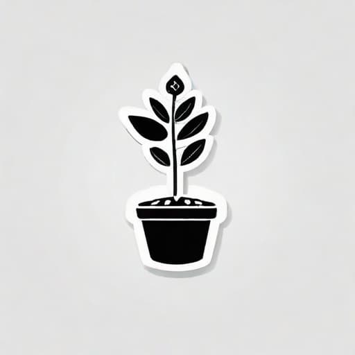  Draw a simple and friendly icon of a stylized potted plant or a garden trowel, representing the concept of gardening and greenery. This clean icon can showcase the essence of your business and convey a welcoming and approachable image to your potential clients. ((for a logo)), minimalistic, vector illustration, (simple), (white background), no background, for a company, strong color contrast
