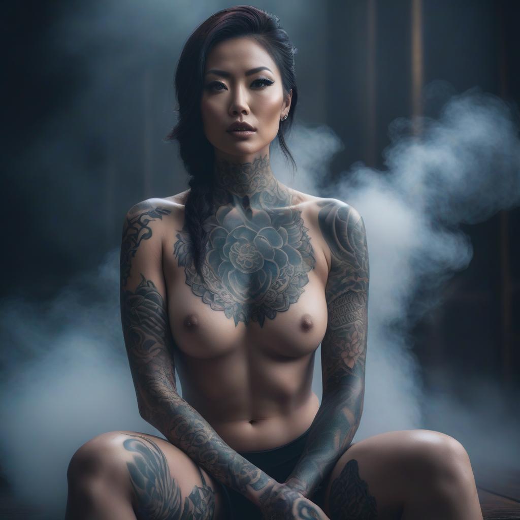  norigae tattoo hyperrealistic, full body, detailed clothing, highly detailed, cinematic lighting, stunningly beautiful, intricate, sharp focus, f/1. 8, 85mm, (centered image composition), (professionally color graded), ((bright soft diffused light)), volumetric fog, trending on instagram, trending on tumblr, HDR 4K, 8K