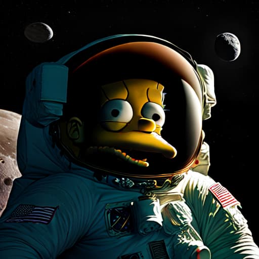  Bart from the Simpson as an astronaut on the moon, enhanced picture,