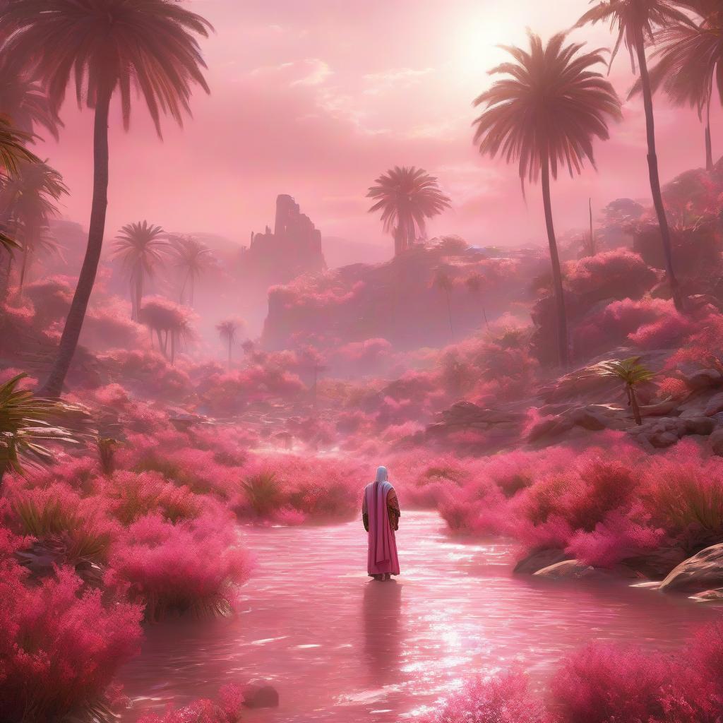  Digital art, Tranquil, concept art, landscape of a White and Pink Bamako from inside of a Desert oasis, at Overcast, Joyful, Depth of field 270mm, professional creative, inspired, stunning detail, holy, beautiful composition, highly detailed, imposing, background inspired, professional fine composition, intricate artistic color, vibrant hyperrealistic, full body, detailed clothing, highly detailed, cinematic lighting, stunningly beautiful, intricate, sharp focus, f/1. 8, 85mm, (centered image composition), (professionally color graded), ((bright soft diffused light)), volumetric fog, trending on instagram, trending on tumblr, HDR 4K, 8K